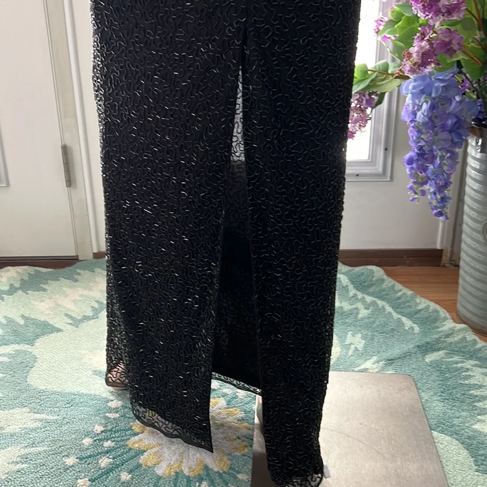 Mac Duggal Beaded Sleeveless Halter Neck Sheath Gown - Picture 13 of 16